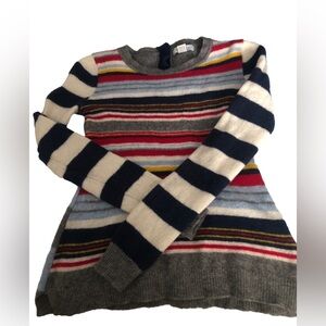 Pure Merino Wool striped long sleeve, slightly asymmetrical, soft sweater